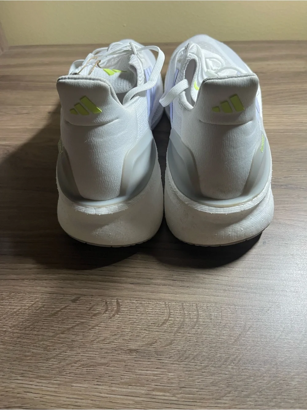 adidas White & Lavender Mesh Running Sneakers with Neon Accents
